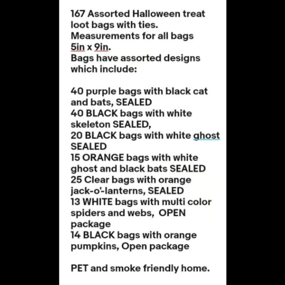 167 Pcs Halloween Cellophane Treat Bags – Trick-or-Treat Candy Goodie Loot Bags - Picture 2 of 9